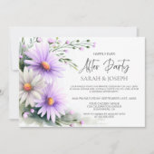 Purple and White Daisies Wedding After Party Einladung (Vorderseite)