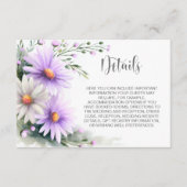 Purple and White Daisies Wedding Details Begleitkarte (Vorderseite)