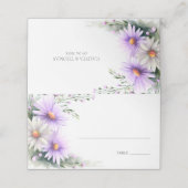 Purple and White Daisies Wedding Place Card Platzkarte (Außenseite Aufgefaltet)