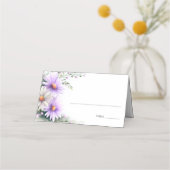 Purple and White Daisies Wedding Place Card Platzkarte (Vorderseite)