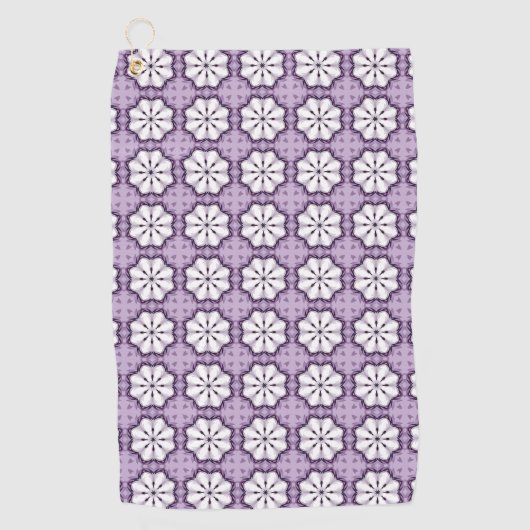 Purple and white floral patterned golfhandtuch (Vorderseite)