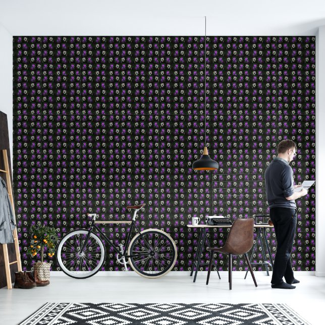 Purple and White Floral Tapete (Wohnbereich)