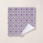 Purple and white geometric mandala pattern Towel Badhandtuch Set (Waschlappen)