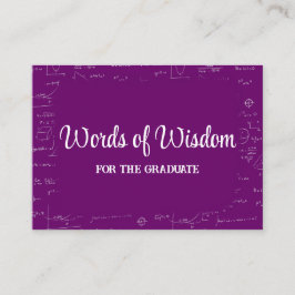 Purple and White Graduate Words of Wisdom Advice Begleitkarte