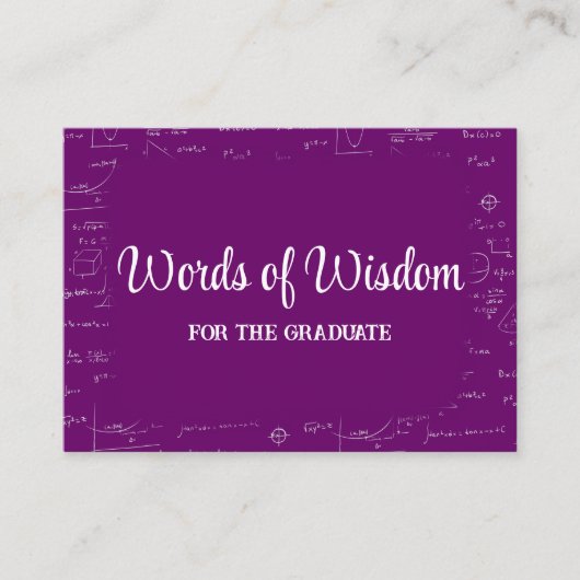 Purple and White Graduate Words of Wisdom Advice Begleitkarte (Vorderseite)