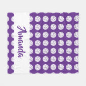 Purple and White Volleyball Pattern Fleecedecke (Vorderseite (Horizontal))