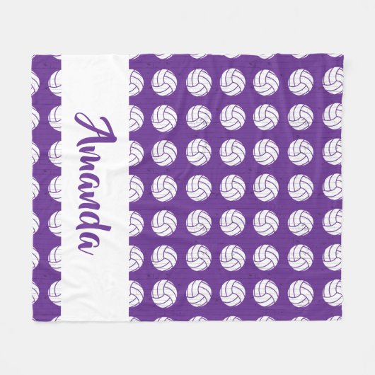 Purple and White Volleyball Pattern Fleecedecke (Vorderseite (Horizontal))