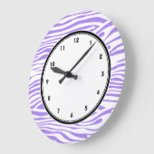 Purple and white Zebra stripes pattern Große Wanduhr (Winkel)