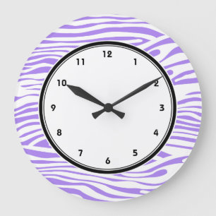Purple and white Zebra stripes pattern Große Wanduhr