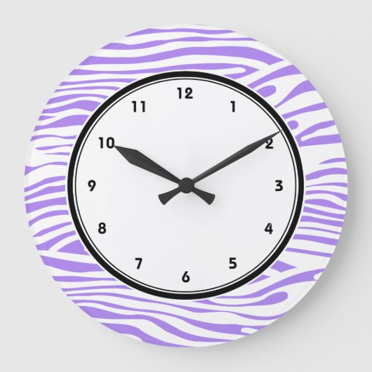 Purple and white Zebra stripes pattern Große Wanduhr (Vorderseite)