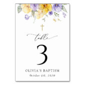 Purple and Yellow Flowers, Baptism Table Numbers Tischnummer (Rückseite)
