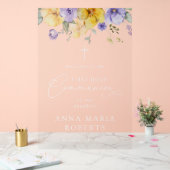 Purple and Yellow Flowers, First Communion Welcome Acrylschild (Hochzeit)