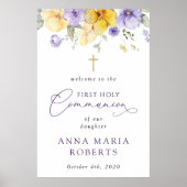 Purple and Yellow Flowers, First Communion Welcome Poster (Vorne)