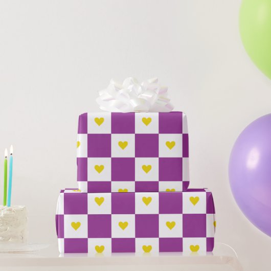 Purple And Yellow Heart Geschenkpapier (Partygeschenke)