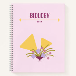 Purple and yellow Notebook with geometric flowers  Notizblock