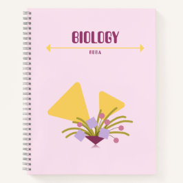 Purple and yellow Notebook with geometric flowers  Notizblock