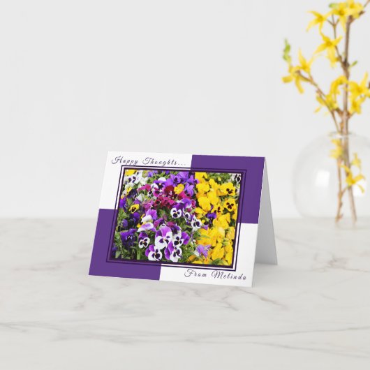 Purple and Yellow Pansies Personalized Note Card Karte (Gelbe Blume)