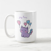 Purple anime kitten and hearts, personalized kaffeetasse (Links)