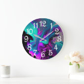 Purple Aqua Turquoise Beautiful Abstract Fluid Art Große Wanduhr (Zuhause)