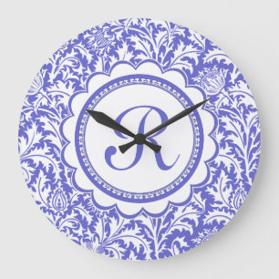 Purple Arts and Crafts William Morris Floral Große Wanduhr