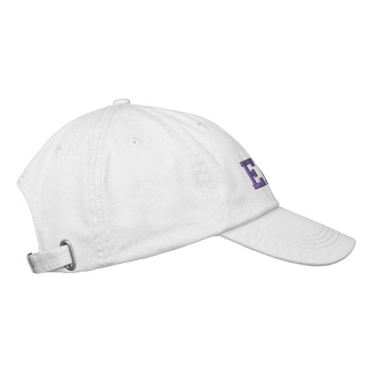 Purple Athletic Block Monogram Custom Name Bestickte Baseballkappe (Rechts)