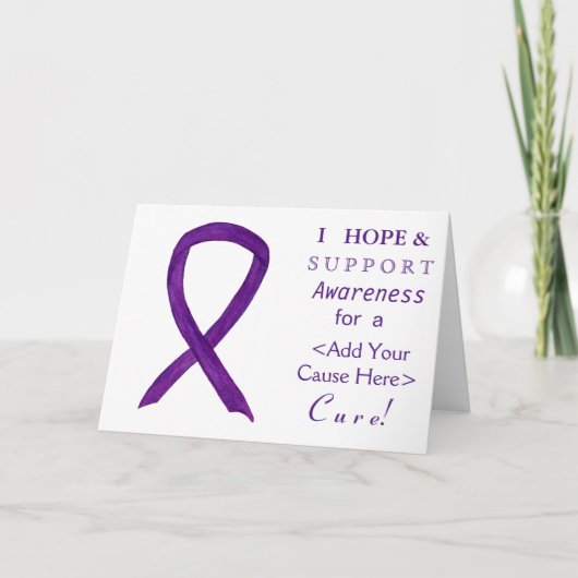 Purple Awareness Ribbon Custom Cause Note Cards Karte (Vorderseite)