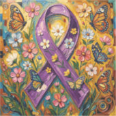 Purple Awareness Ribbon Fibro Aufkleber (Vorderseite)