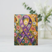 Purple Awareness Ribbon Fibro Postkarte (Stehend Vorderseite)