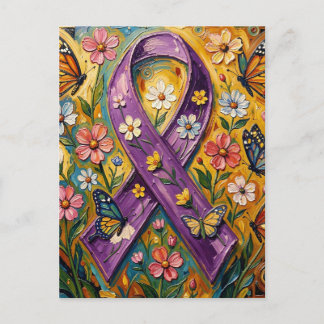 Purple Awareness Ribbon Fibro Postkarte