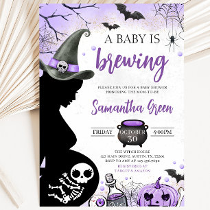 Purple Baby is Brewing Halloween-Baby-Party Einladung