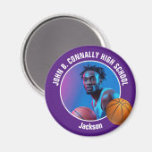 Purple Basketball Player High School Photo Magnet (Vorderseite/Rückseite)