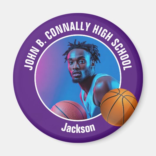 Purple Basketball Player High School Photo Magnet (Vorne)