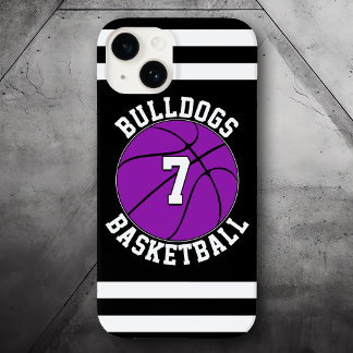 Purple Basketball Team Name Player Number Custom Case-Mate iPhone 14 Hülle