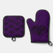 Purple Bat Patterned Oven Mitt and Pot Holder Set (Vorderseite)