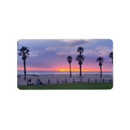 Purple Beach Sunset  Adressaufkleber