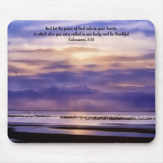 Purple Beach Sunset Art Bible Verse Mouse Pad Mousepad (Vorne)