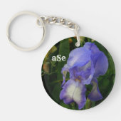 Purple Bearded Iris Floral Monogram Acrylic Keycha Schlüsselanhänger (Vorderseite)