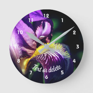 Purple Bearded Iris Flower Petal Personalized Runde Wanduhr