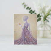 Purple Beautiful Alien Lady With Orange Juice Postkarte (Stehend Vorderseite)