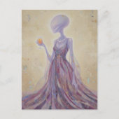 Purple Beautiful Alien Lady With Orange Juice Postkarte (Vorderseite)
