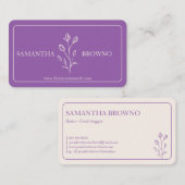 Purple Beige Framed Blume Visitenkarte (Vorne/Hinten)