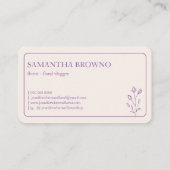 Purple Beige Framed Blume Visitenkarte (Rückseite)