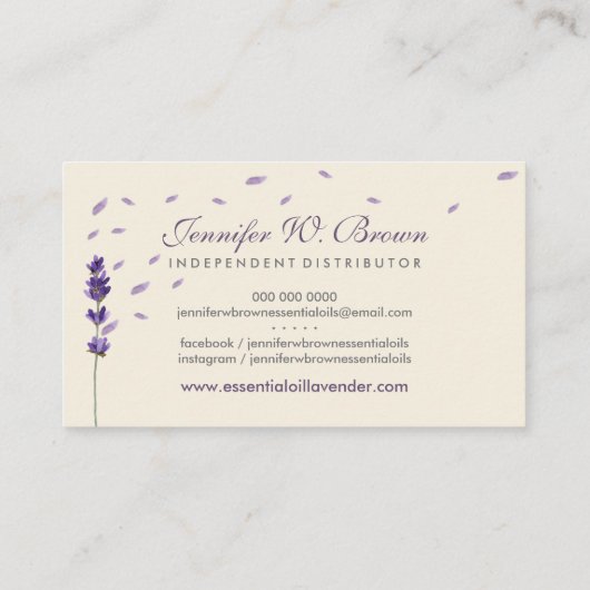 Purple beige Lavender Circle Frame Essential Oils Visitenkarte (Rückseite)