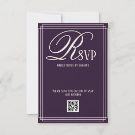 Purple Beige Luxury Wedding RSVP Karte