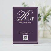 Purple Beige Luxury Wedding RSVP Karte (Stehend Vorderseite)