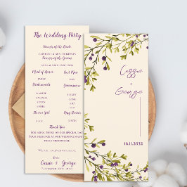 Purple Berry & Greenery Wedding Program Card Einladung