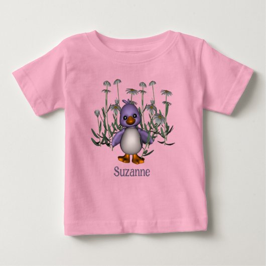 Purple Bird And Daisies Personalized Baby T-shirt (Vorderseite)