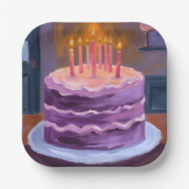 Purple Birthday Cake Painting Birthday Party Pappteller