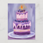 Purple Birthday Cake | Watercolor Postkarte (Vorderseite)