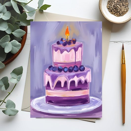 Purple Birthday Cake | Watercolor Postkarte